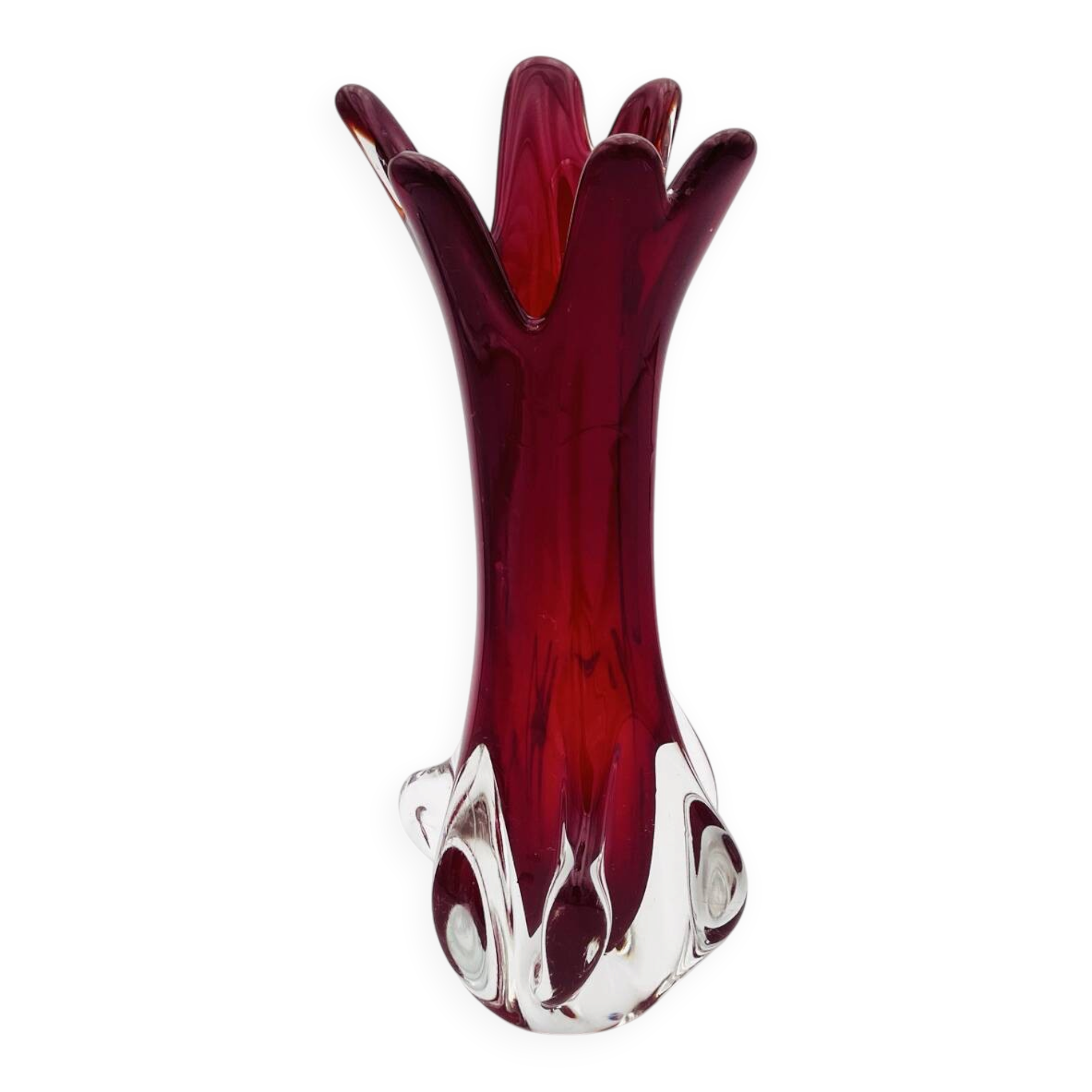 Murano Vase Fratelli Toso Chambord Sommerso Ruby Red 25.5cm