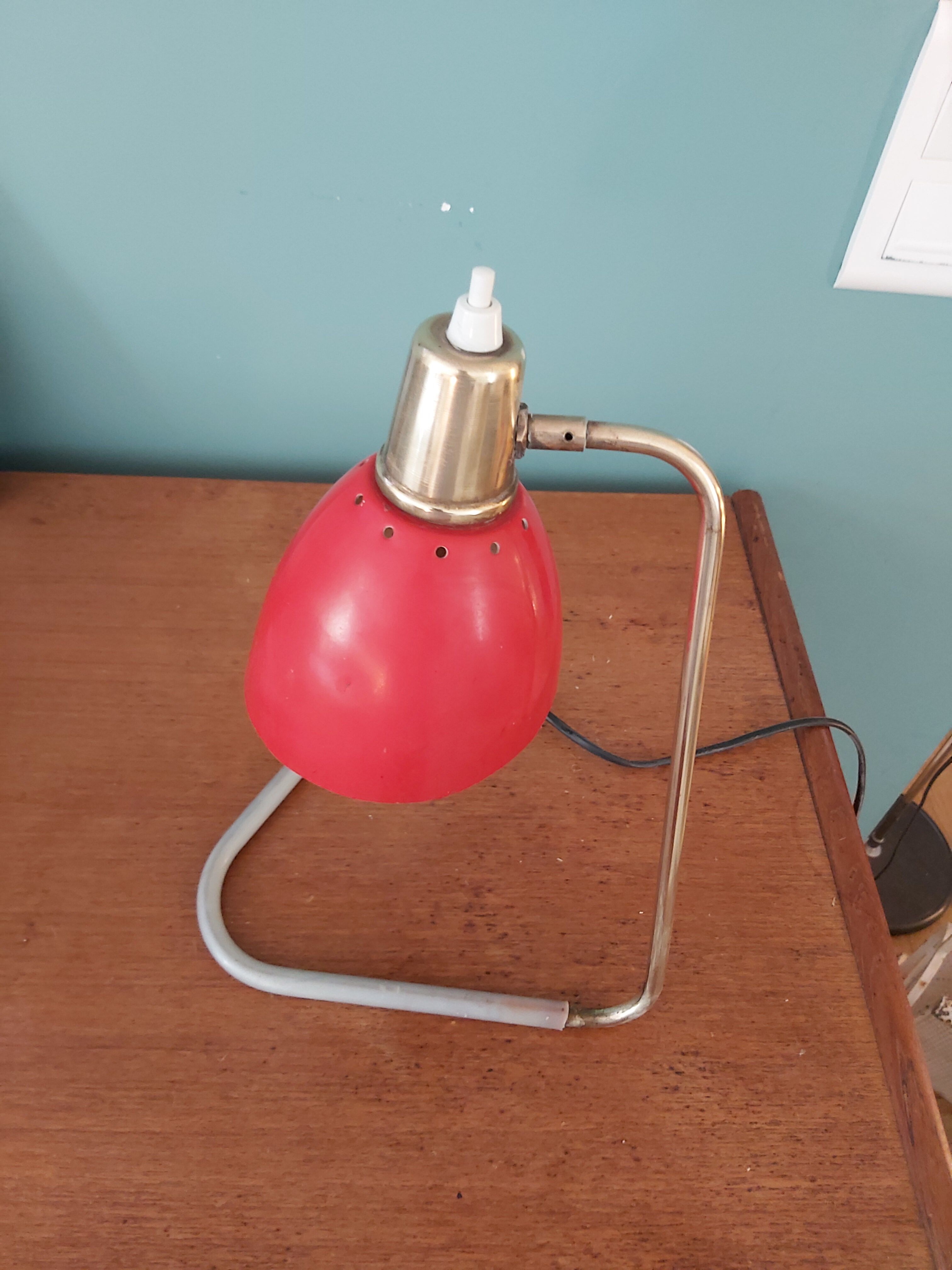 Vintage brass and metal casserole lamp