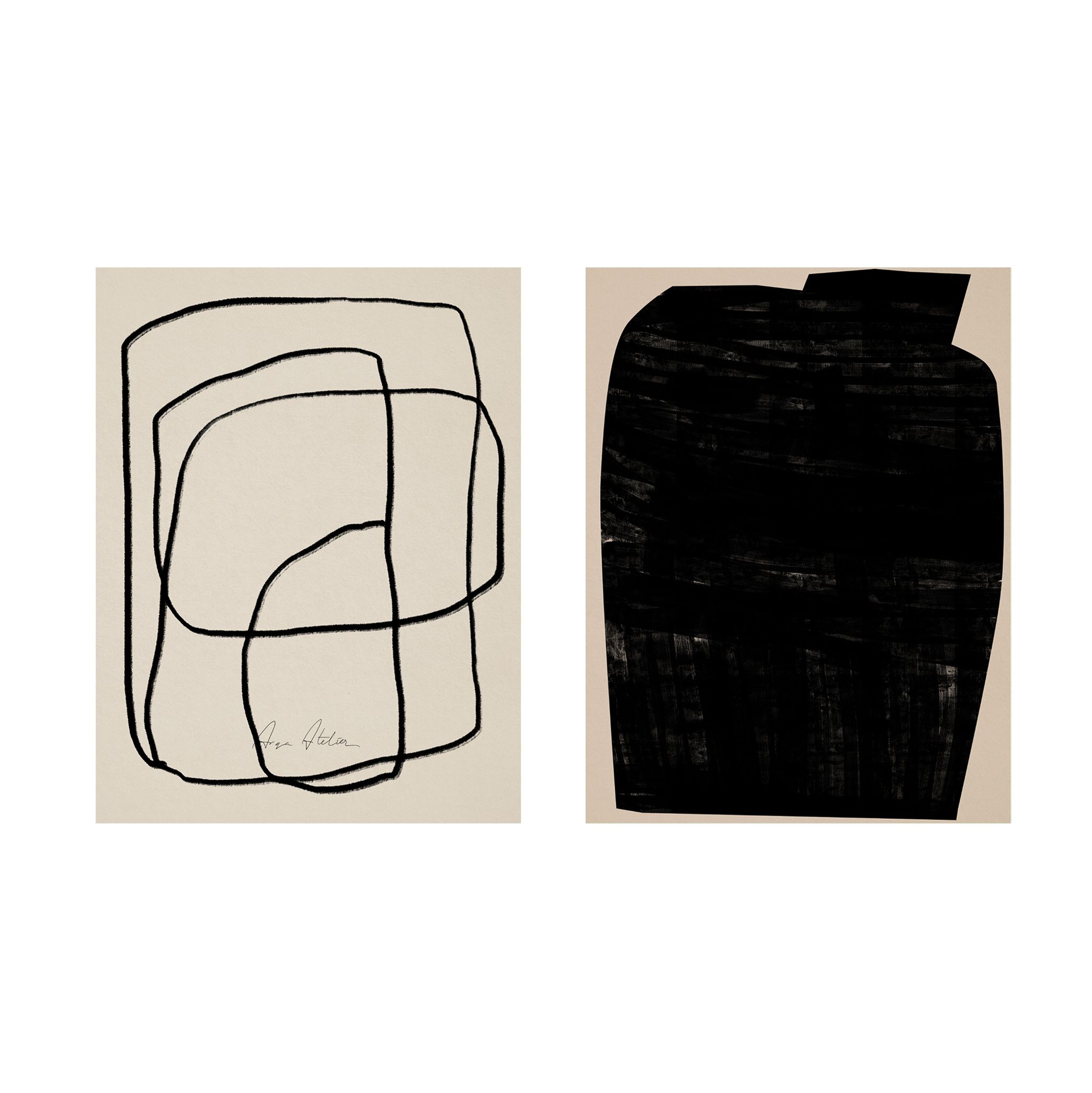 Paire d’impressions giclées. Ensemble d’art mural abstrait de deux, 50x70