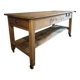 Îlot de cuisine ancien en bois de cerisier avec 3 tiroirs