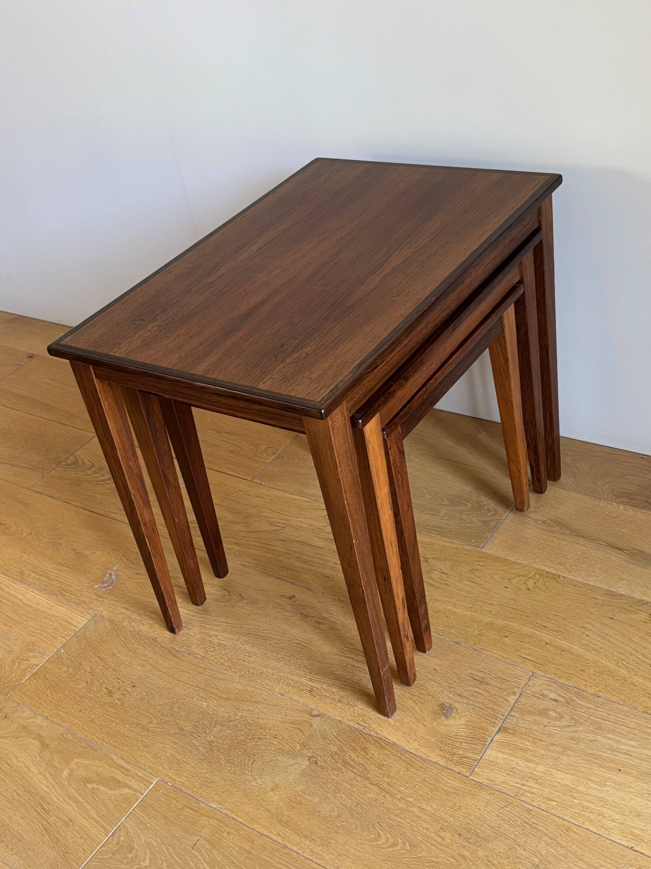 3 rosewood nesting tables - Denmark 1960s
