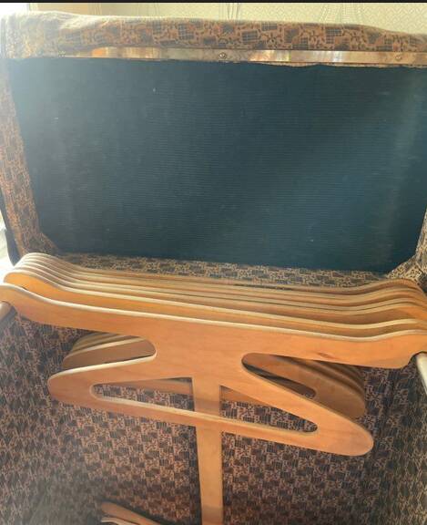 1930s travel trunk art deco fabric