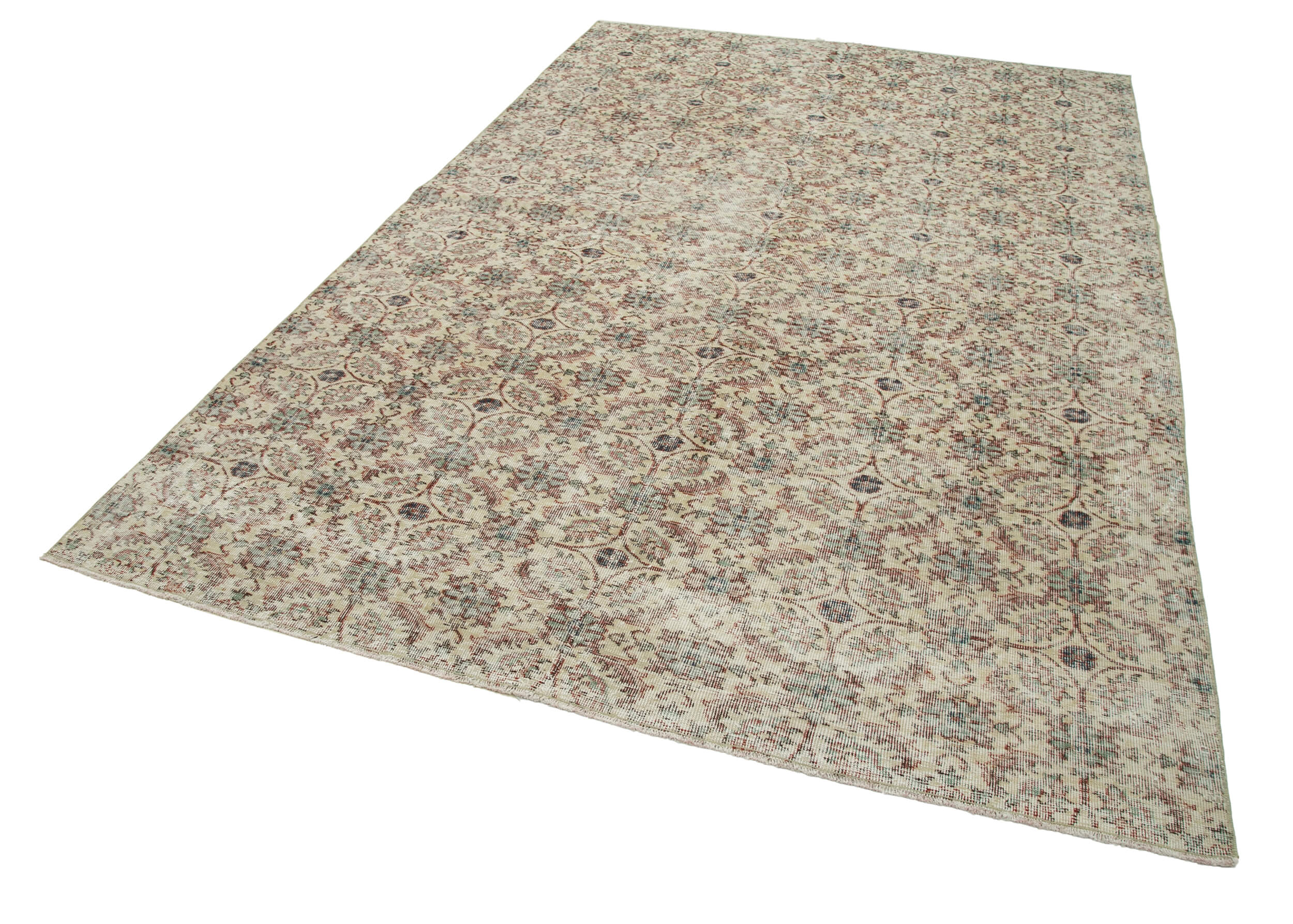 Oriental handmade decorative 1970s beige carpet 192 cm x 292 cm