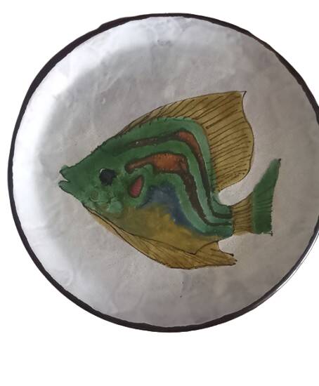 Vallauris plates signed Le Brescon fish pattern