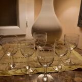 Ensemble de 6 verres anciens en Cristal gravés à l'acide début XXe Siècle