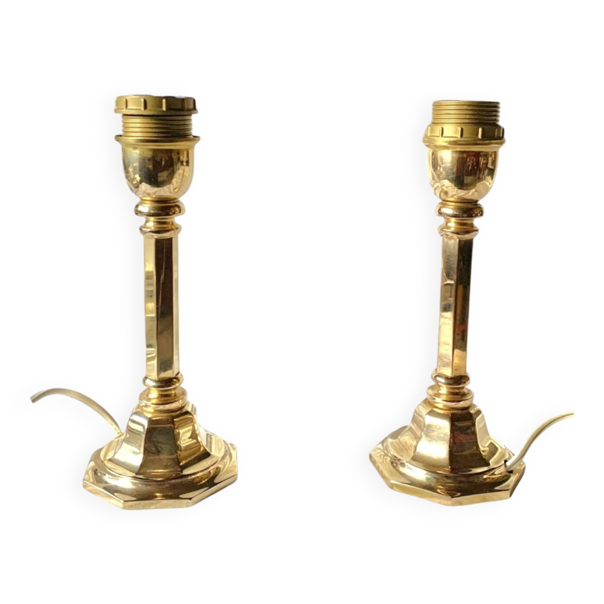 Pair of vintage brass lamp bases
