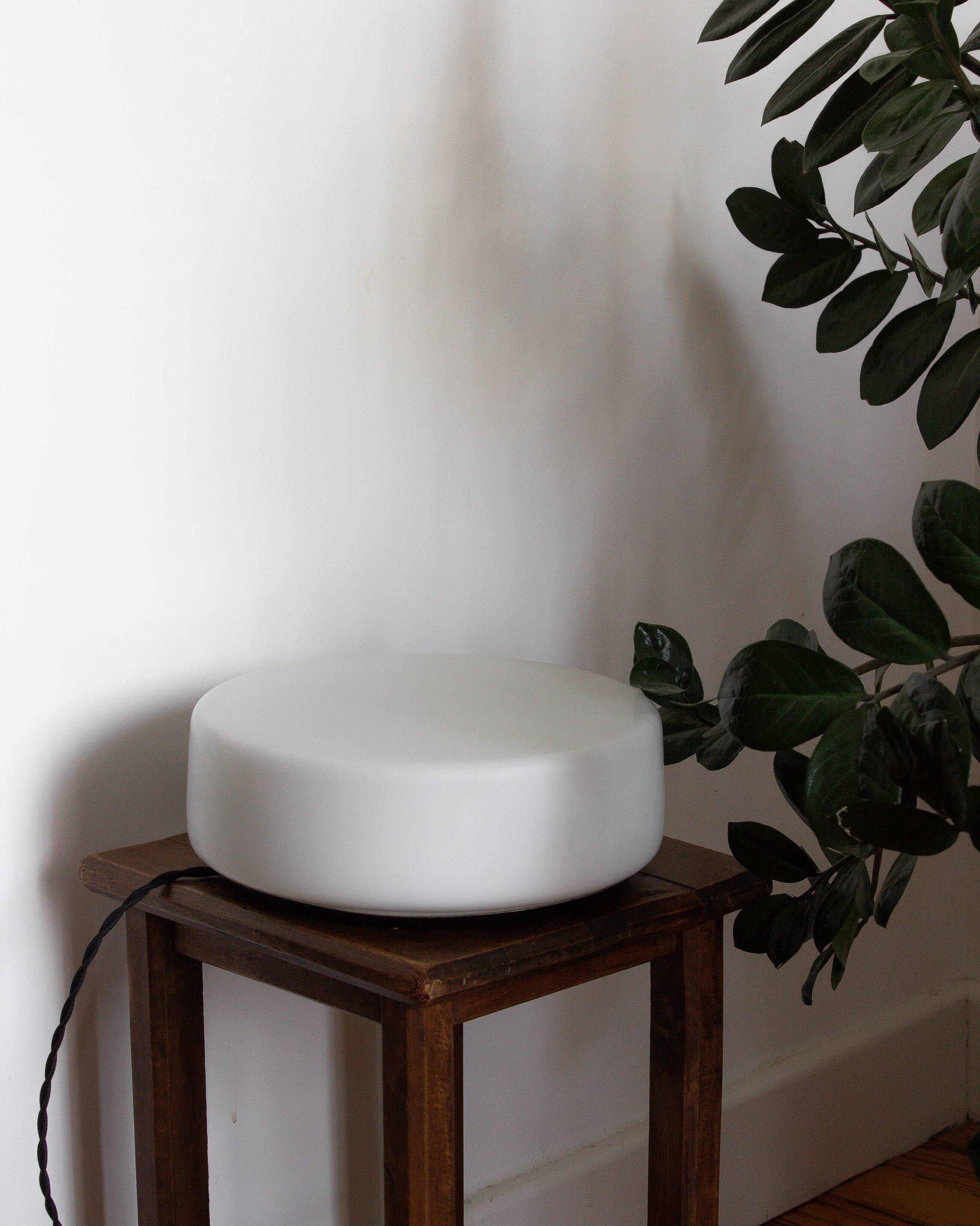 Wall or ceiling light in matt white opaline, 60s/70s