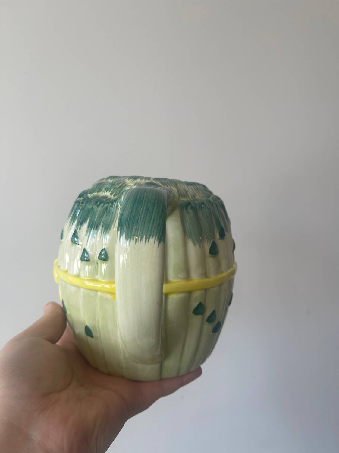 Vintage ceramic asparagus bunch carafe pitcher for country kitchen decor