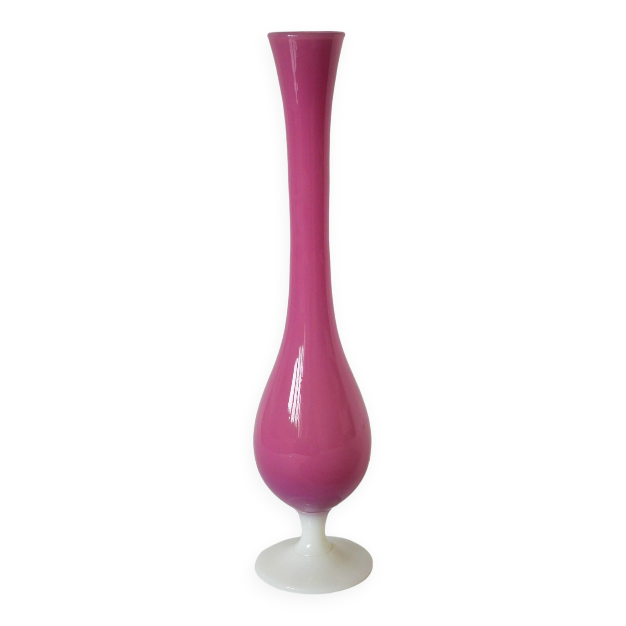 Candy pink opaline soliflore vase, 1950