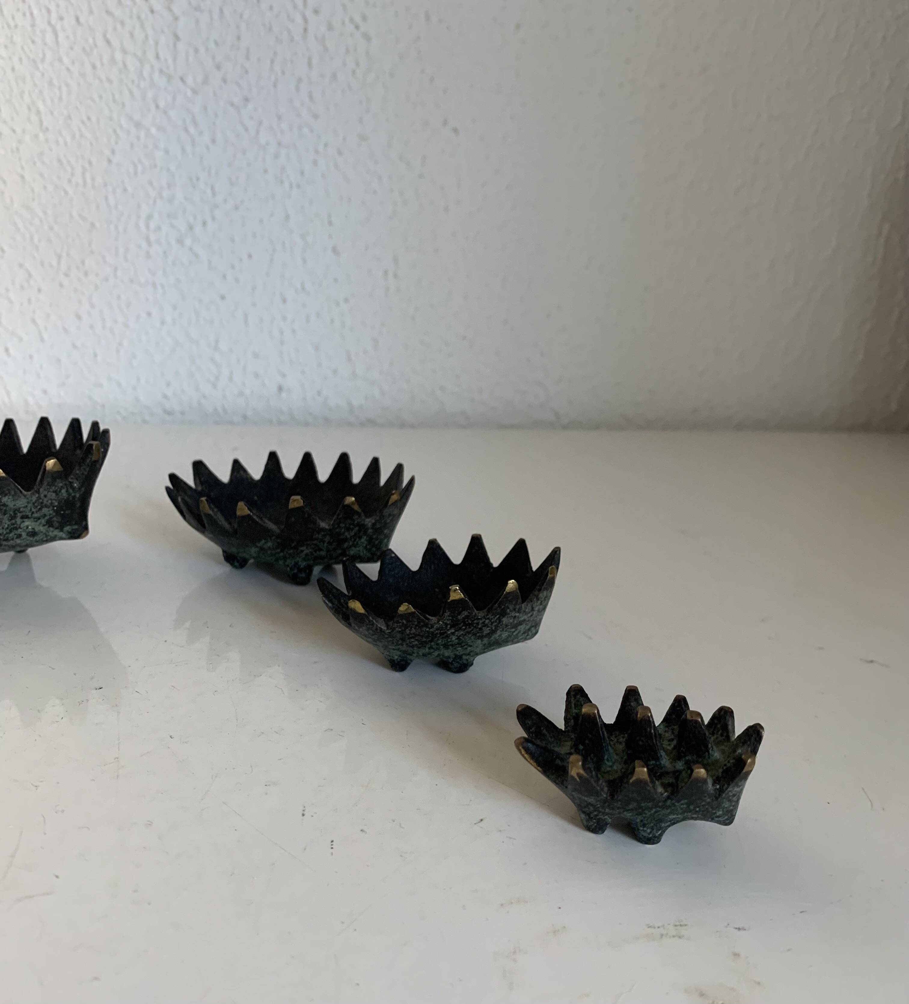 Vintage 1950 hedgehog ashtrays by Walter Bosse for Hertha Baller