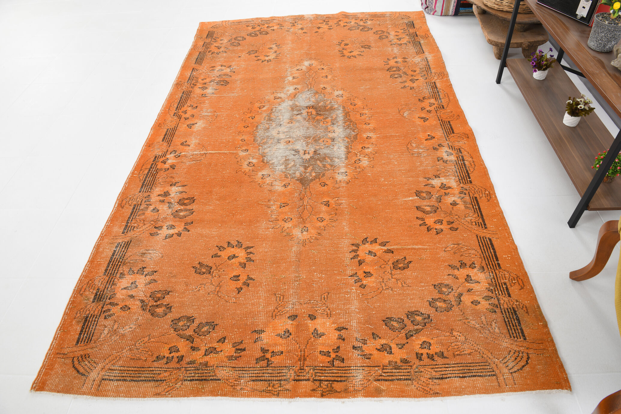 Orange wool turkish rug 299x178cm
