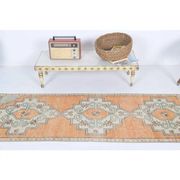 Vintage Turkish Hand-Knotted Wool Cotton Orange Runner Rug 69x271