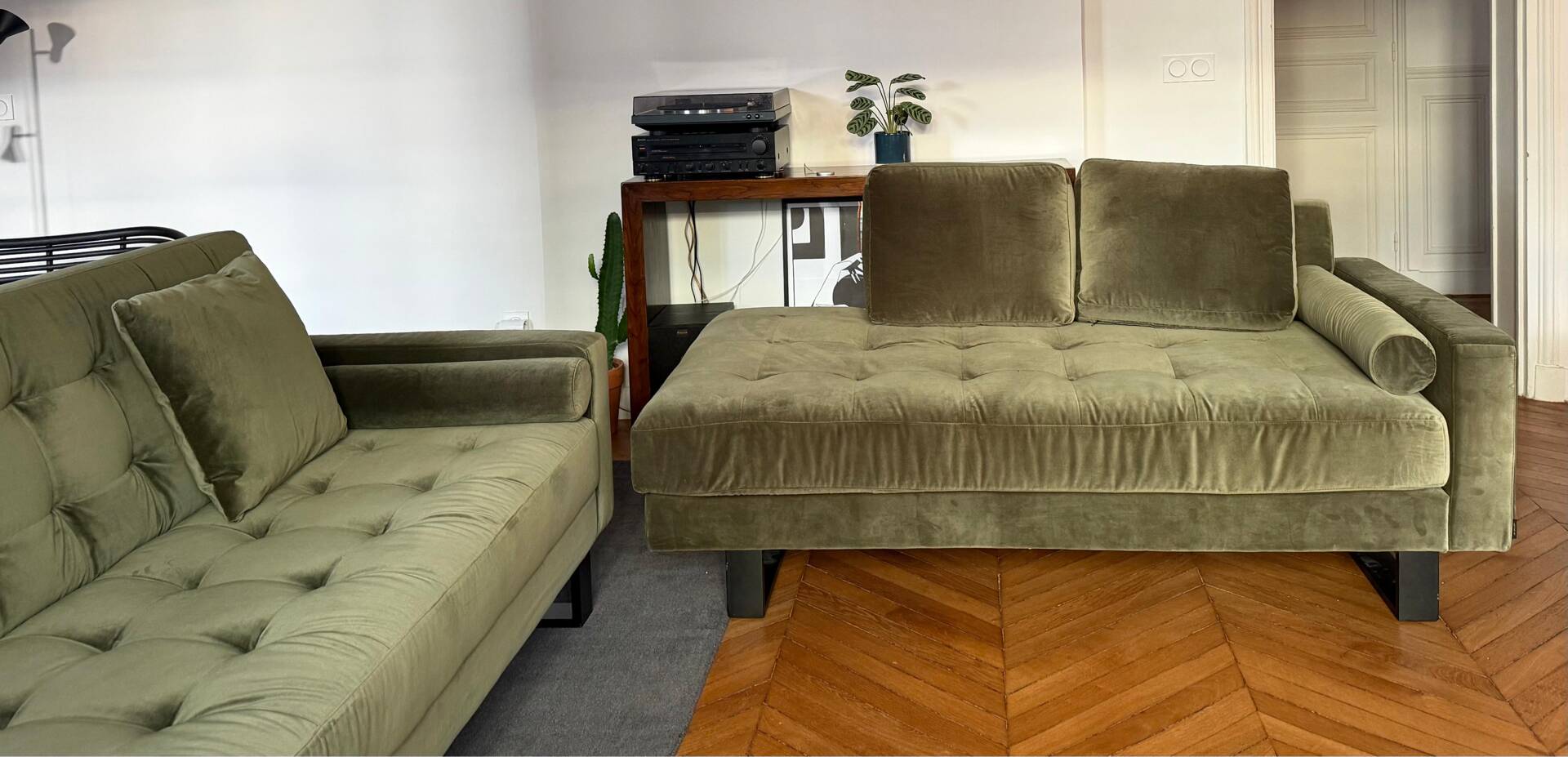 Sofa set nv gallery midnight bottle green velvet (convertible)