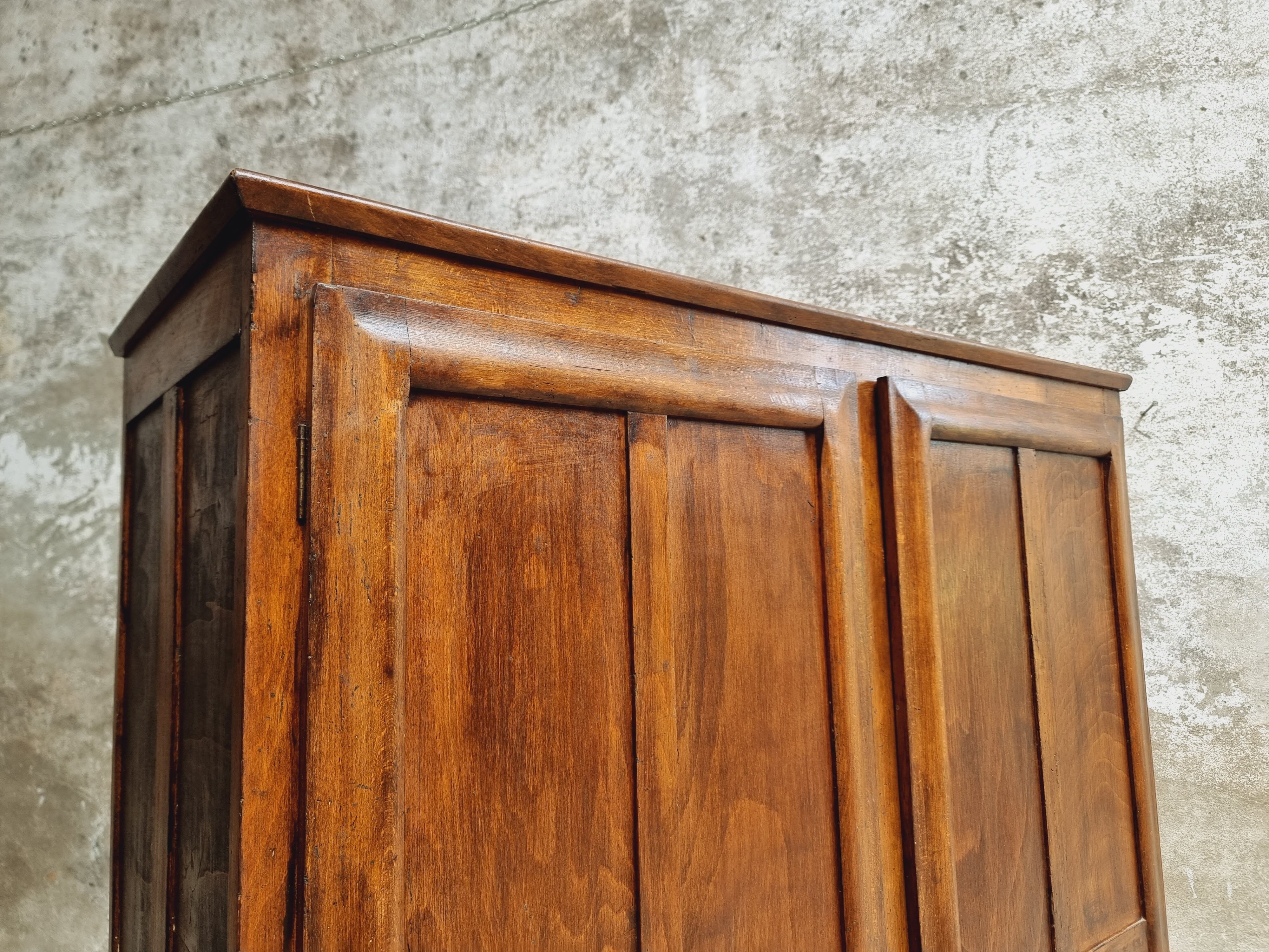 Old wardrobe linen cabinet beech wood