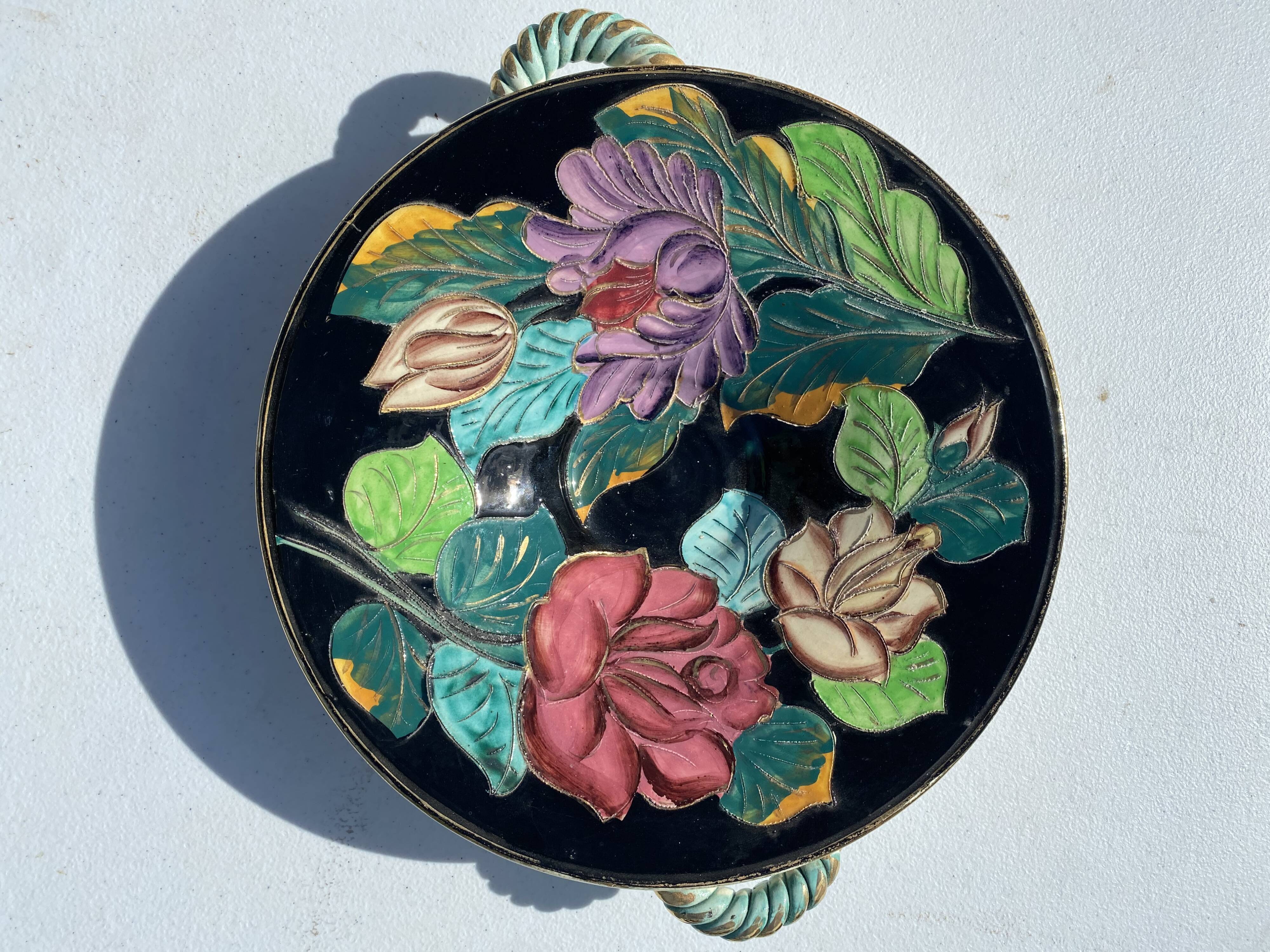 Ceramic handle dish 1960 vallauris