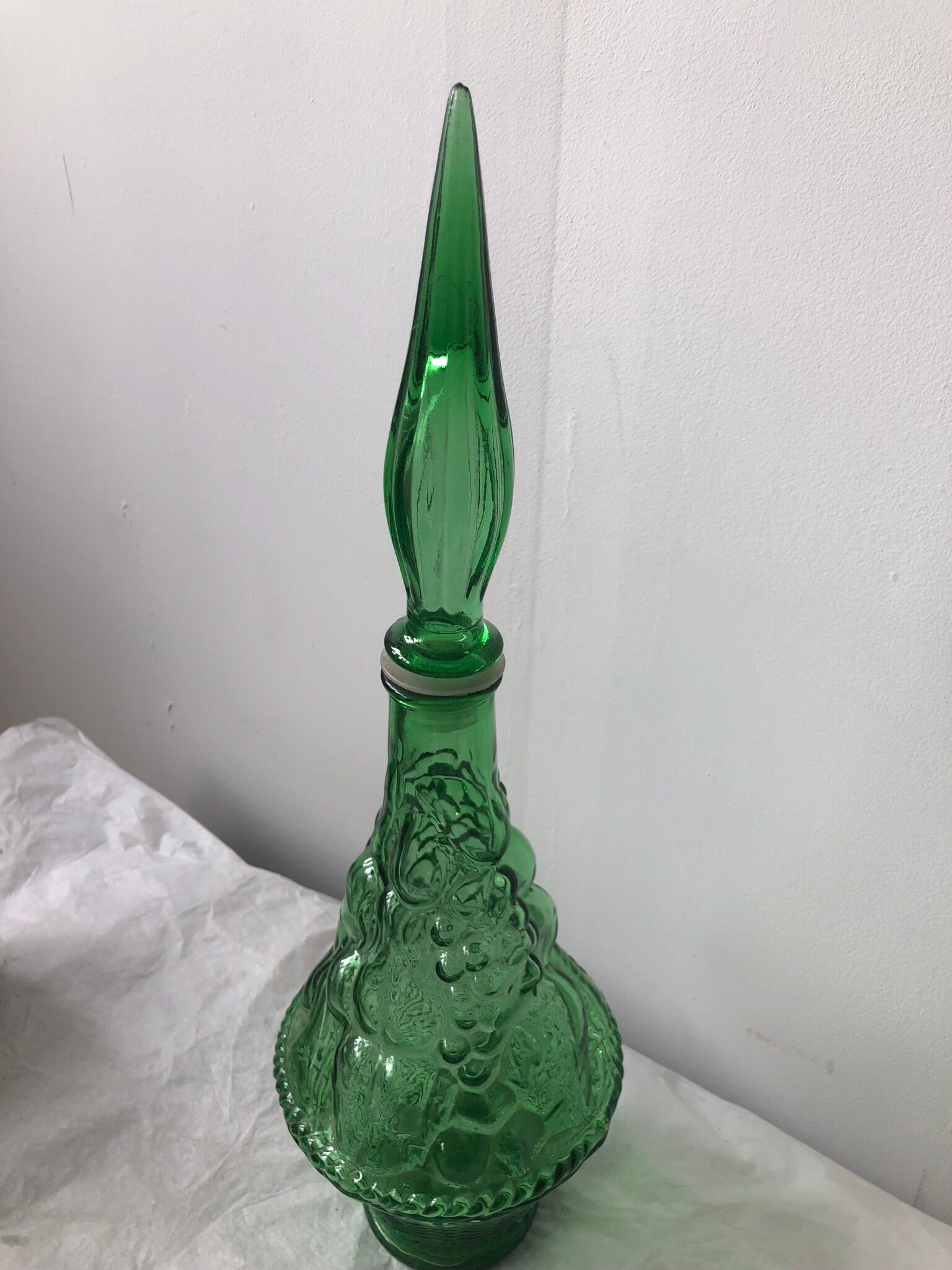 Italian green glass carafe