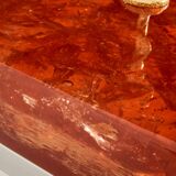 Marie-Claude De Fouquières orange fractal resin coffee table 1970
