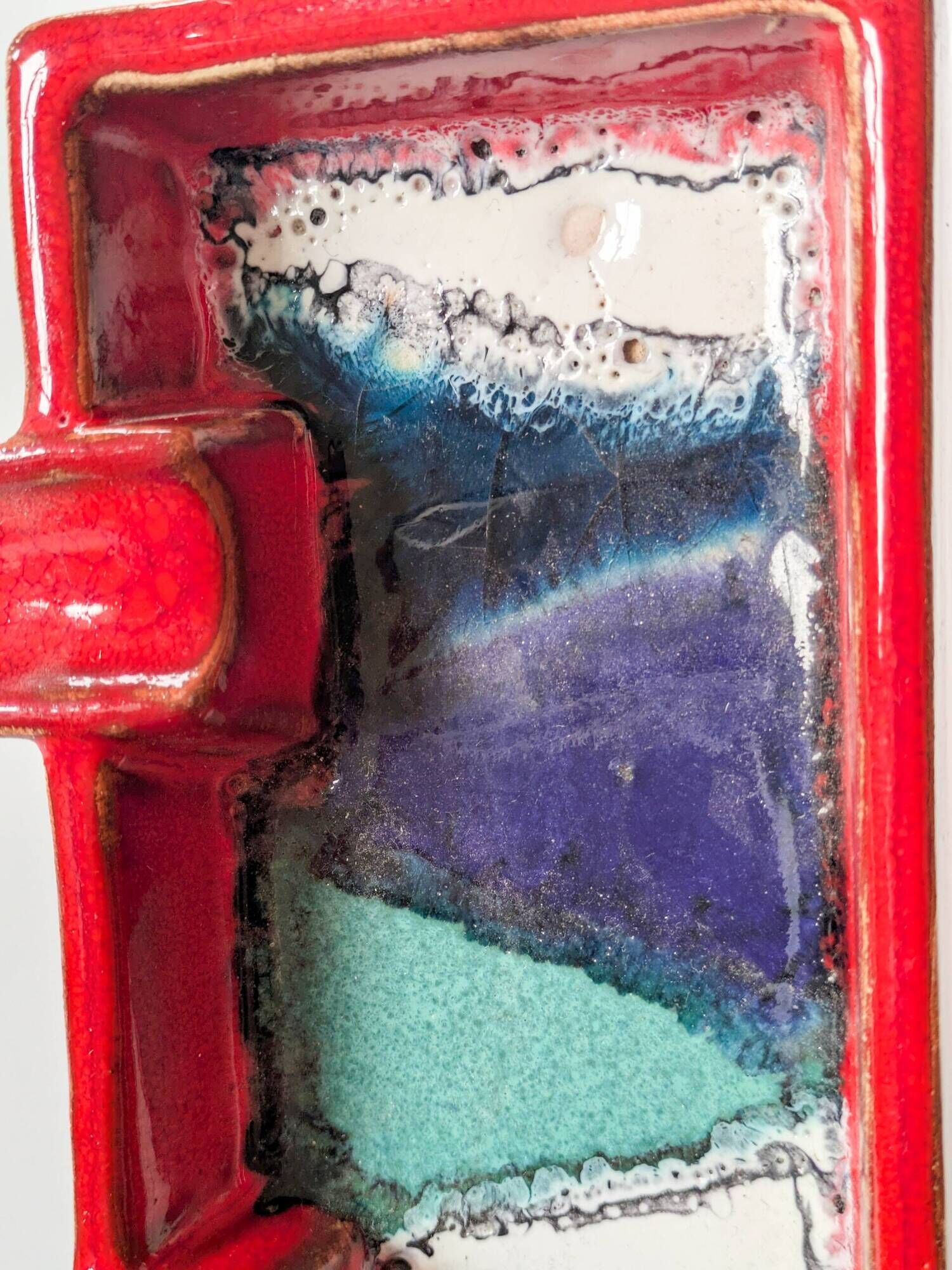 Mid-century ceramic brutalist ashtray catchall fat lava
