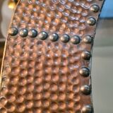 Mirror 1970 frame copper plate hammer and studded on wood 62x62 glass 45x45