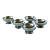 Lot de 5 coupes à glace en inox, pieds large, Design, 1970 - 4.2 X 9 cm