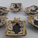 Ensemble de 6 cendriers et porte cendriers en céramique -1970