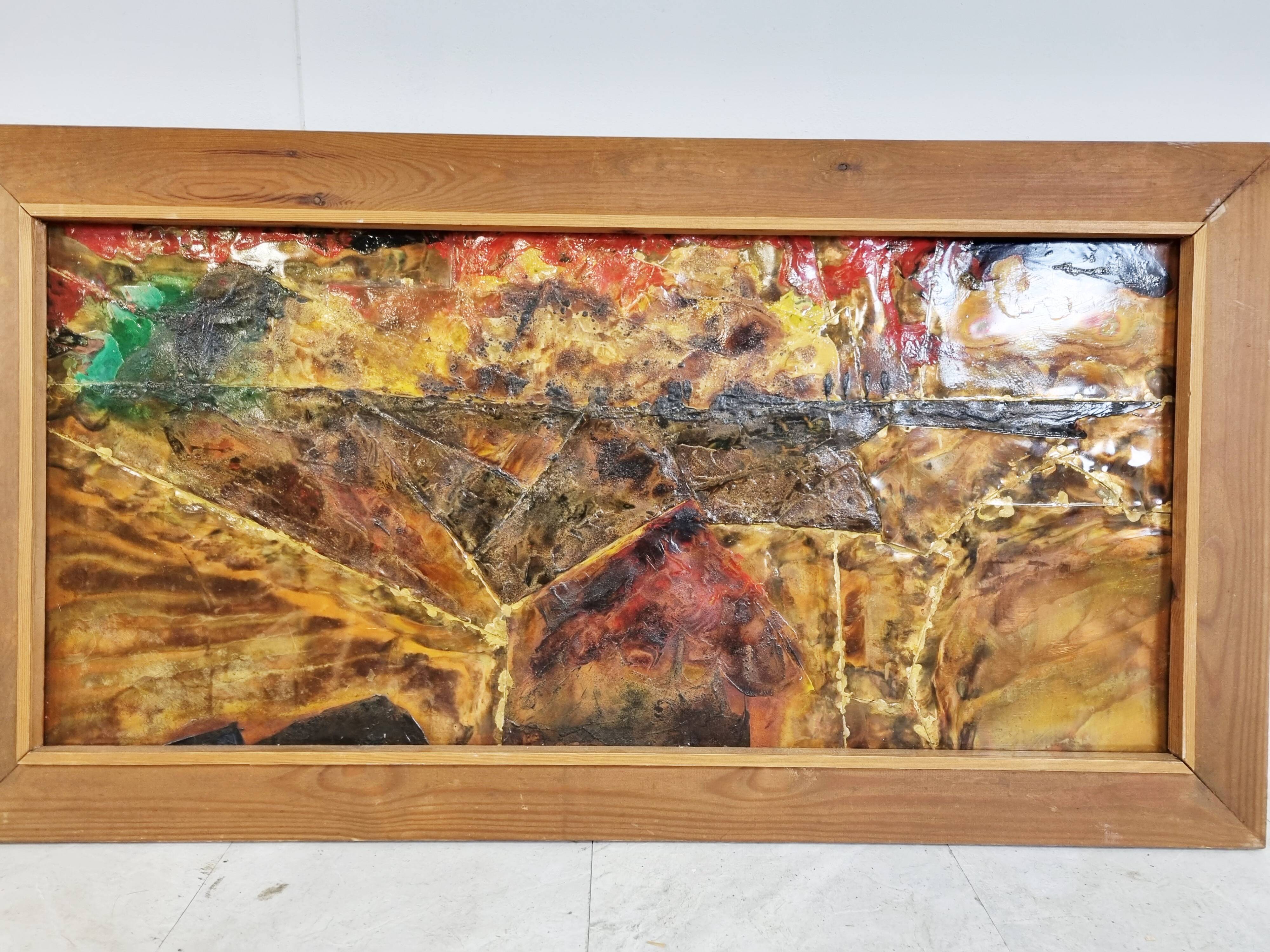Vintage copper painting by Germain Rotsaert, 1960s