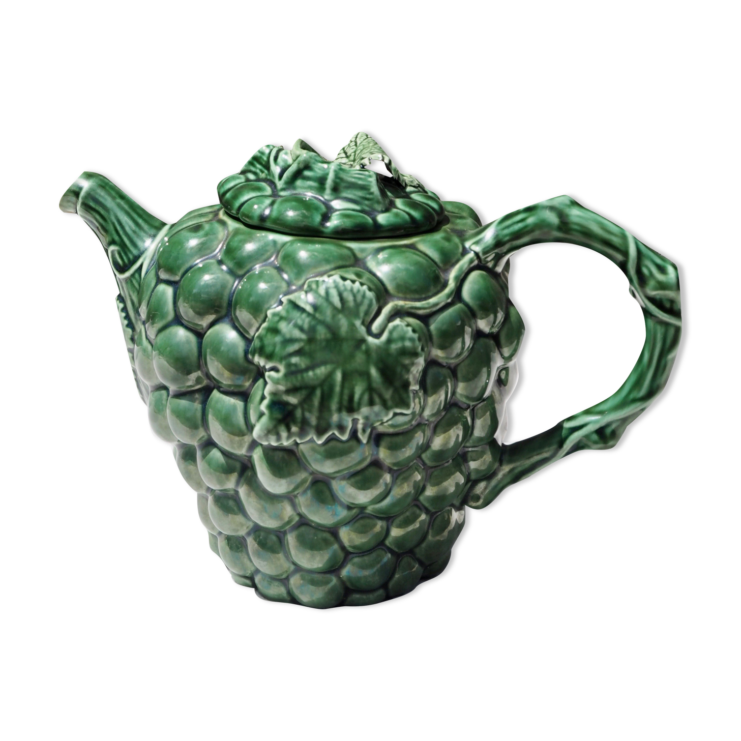 Green slurry teapot, grape pattern