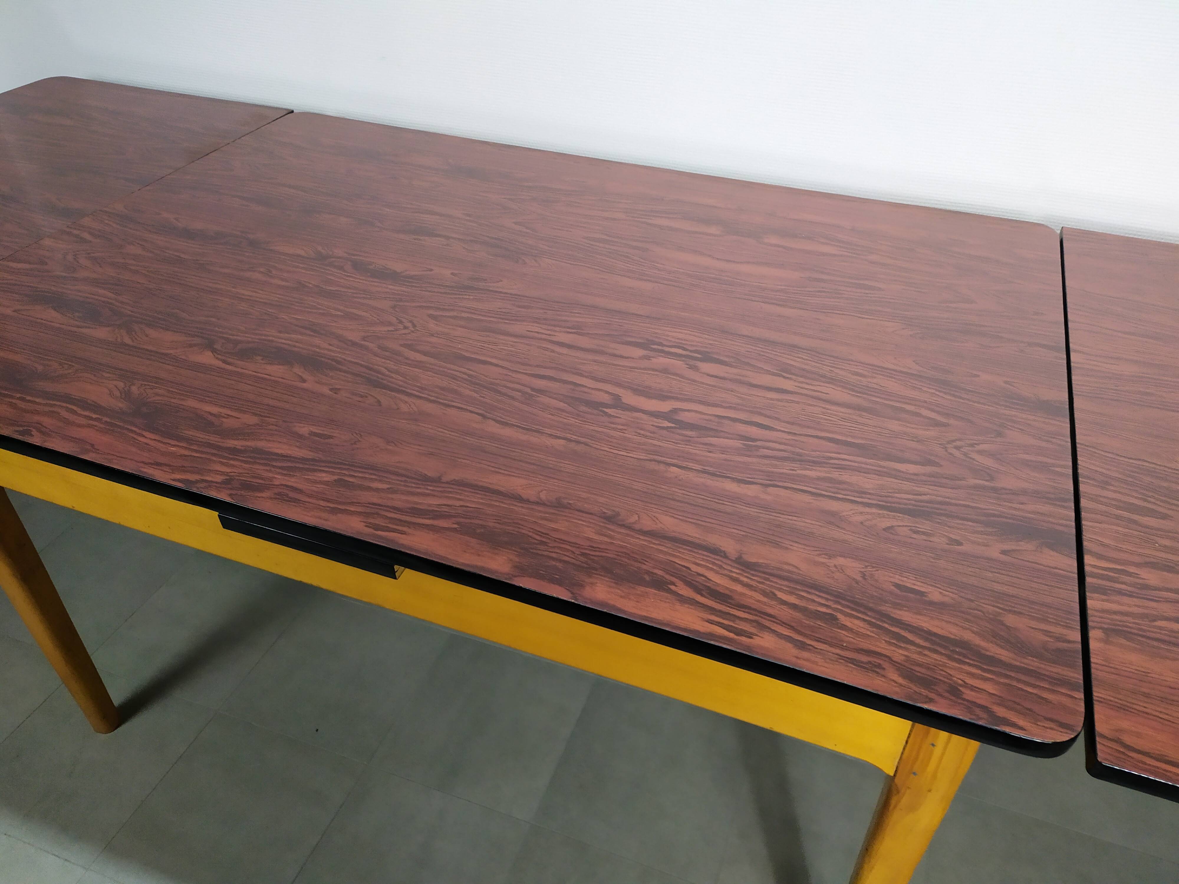 Rare Dining Table Farm Wood and formica Extendable for 10 people year 50 60