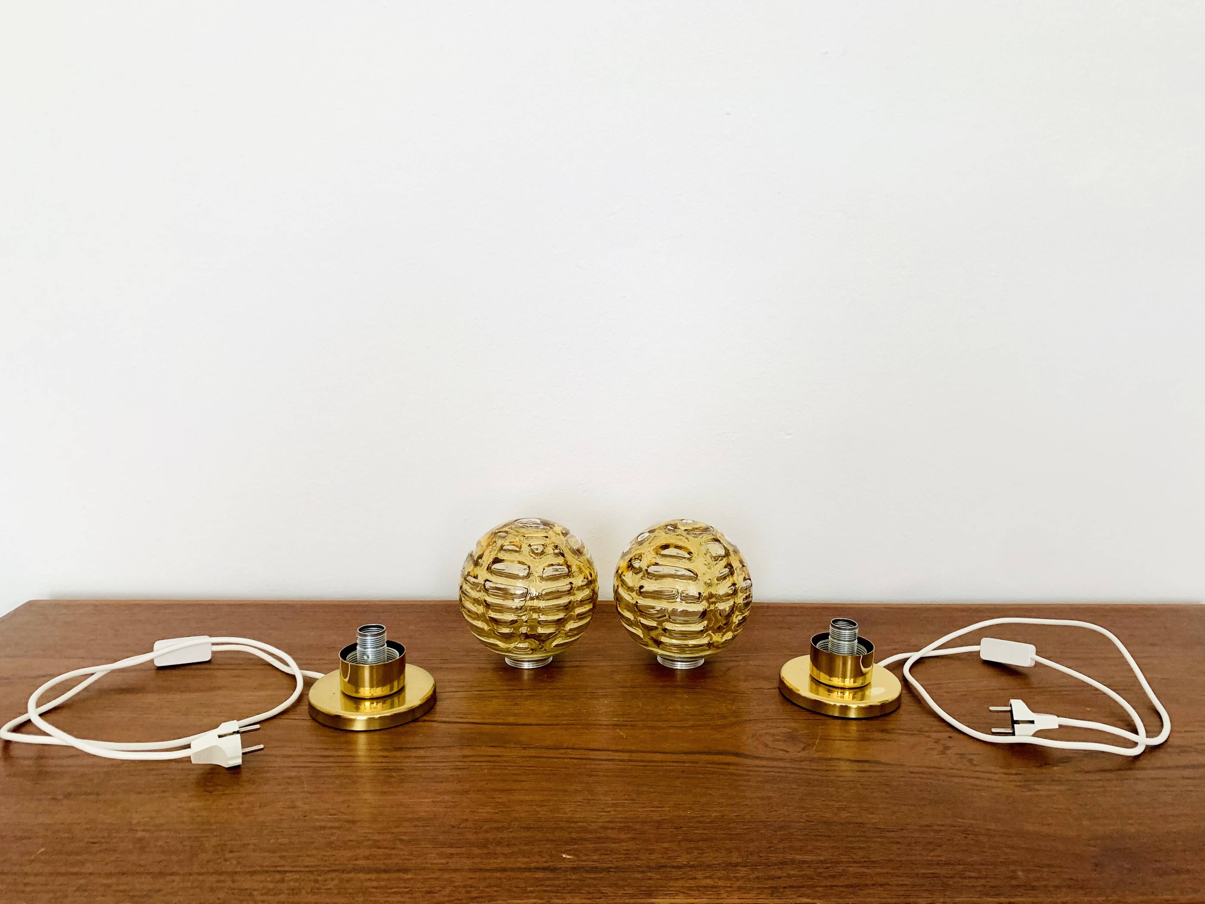 Set of 2 Glass Table Lamps from Doria