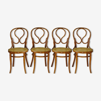 Lot of 4 chairs Viennese bistro Thonet No.20 called "omega" Wood-curved