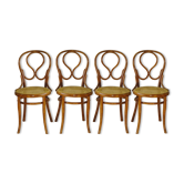 Lot de 4 chaises bistrot viennoises Thonet N°20 dite « oméga » Bois-courbé