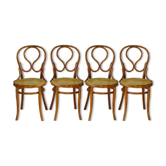Lot of 4 chairs Viennese bistro Thonet No.20 called "omega" Wood-curved