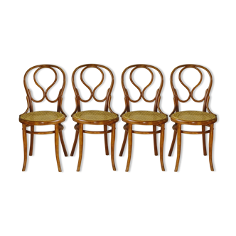 Lot de 4 chaises bistrot viennoises Thonet N°20 dite « oméga » Bois-courbé