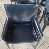 7 armchairs by Couro Brasil in Black Leather