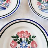 Set of 3 SPRING model dessert plates. Choisy Le Roi earthenware