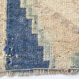 1X2 Blue vintage door mat rug, 1x2 Blue door mat rug, 2.7x1.5 Ft