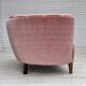 1970s, Danish 2-seater curved sofa, original salmon pink furniture velour.