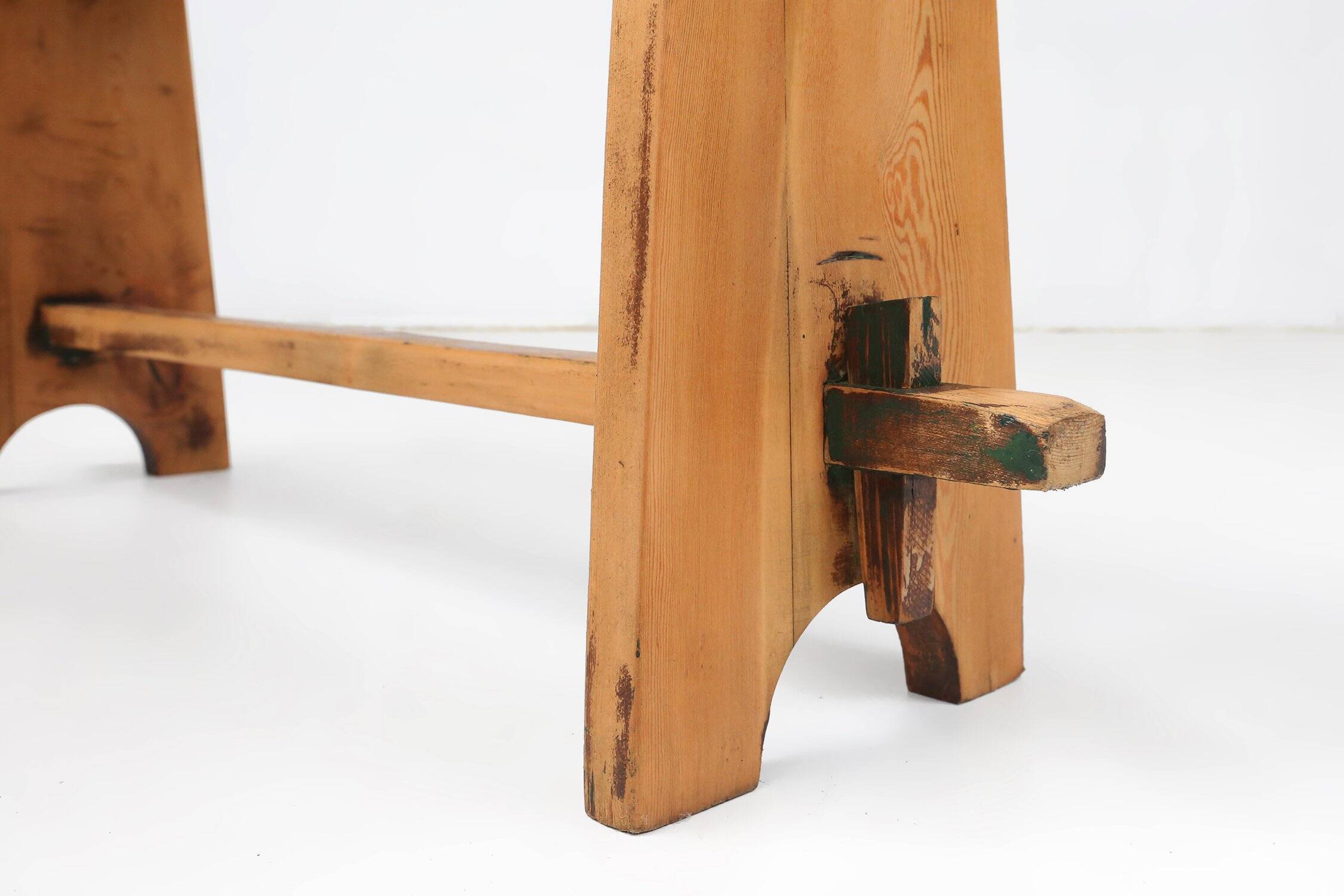 Mid-Century Rustic Wooden Bench, France, 1900s