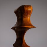 Minimalist abstract handcarved wooden sculpture