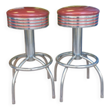 Paire de tabouret vintage fer et simili