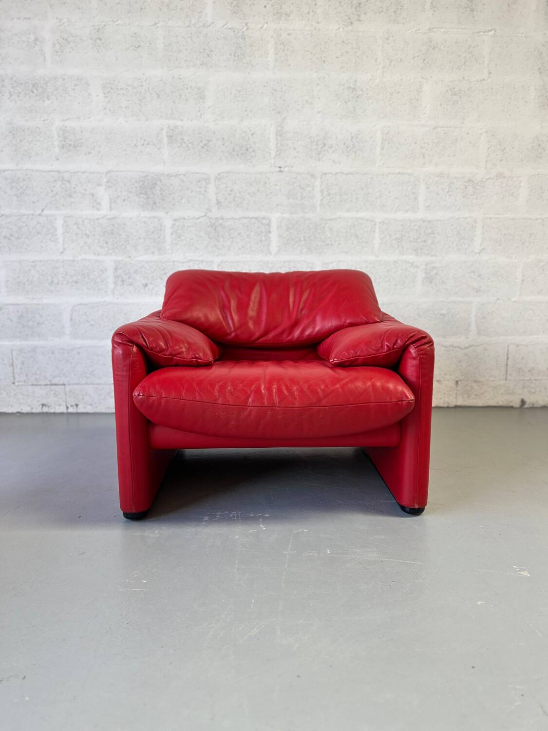 Fauteuil 1 places Cassina Maralunga en cuir rouge