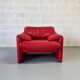 Fauteuil 1 places Cassina Maralunga en cuir rouge