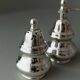 Silver-plated vintage salt shaker and pepper mill set, 1970s Italy, elegant metal table décor