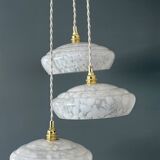 Vintage triple suspension lampshade in Clichy glass bench