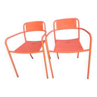 Tolix patio coral chairs