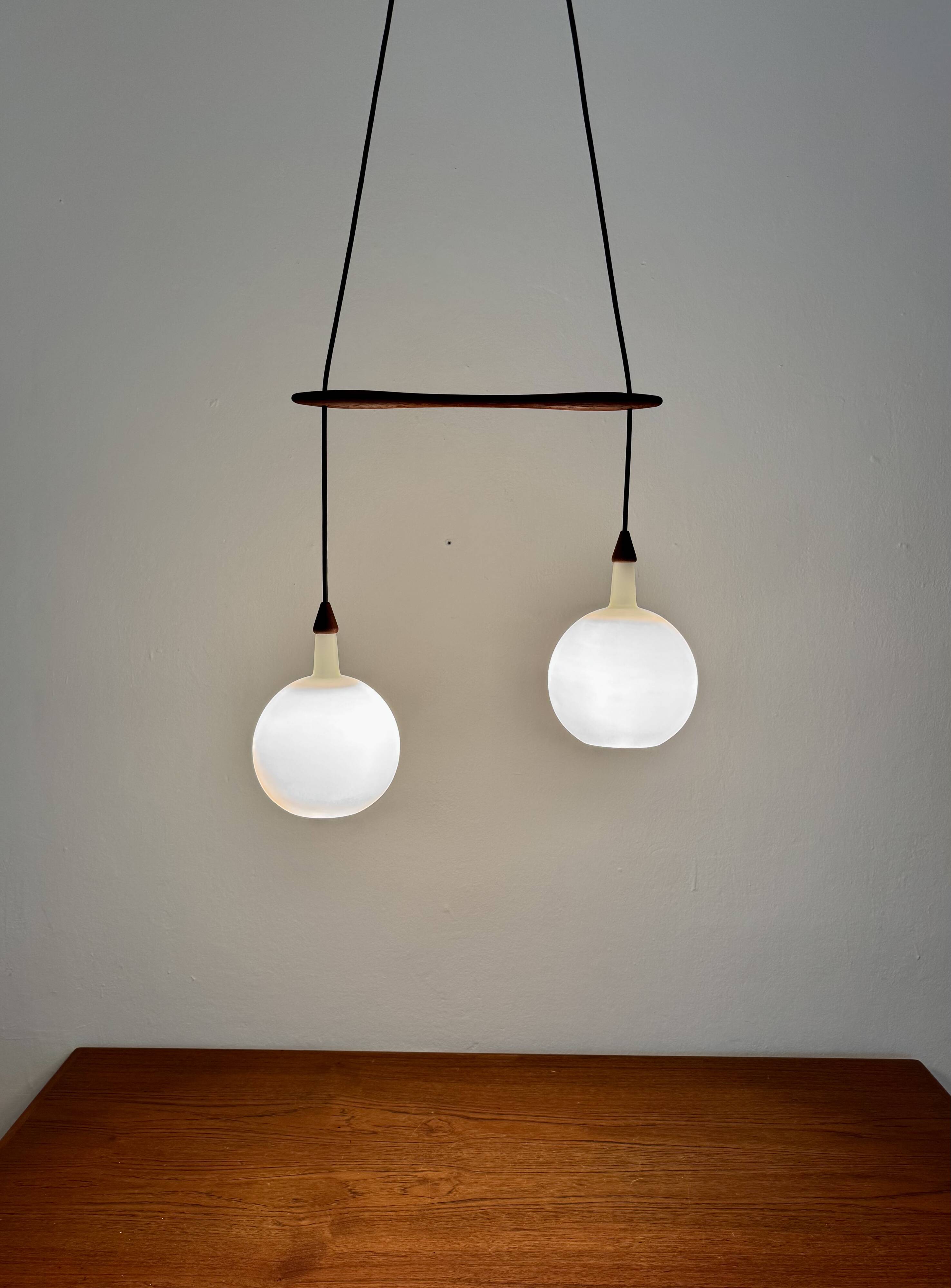 Danish Opaline and Teak Cascading Lamp by Nordisk Solar