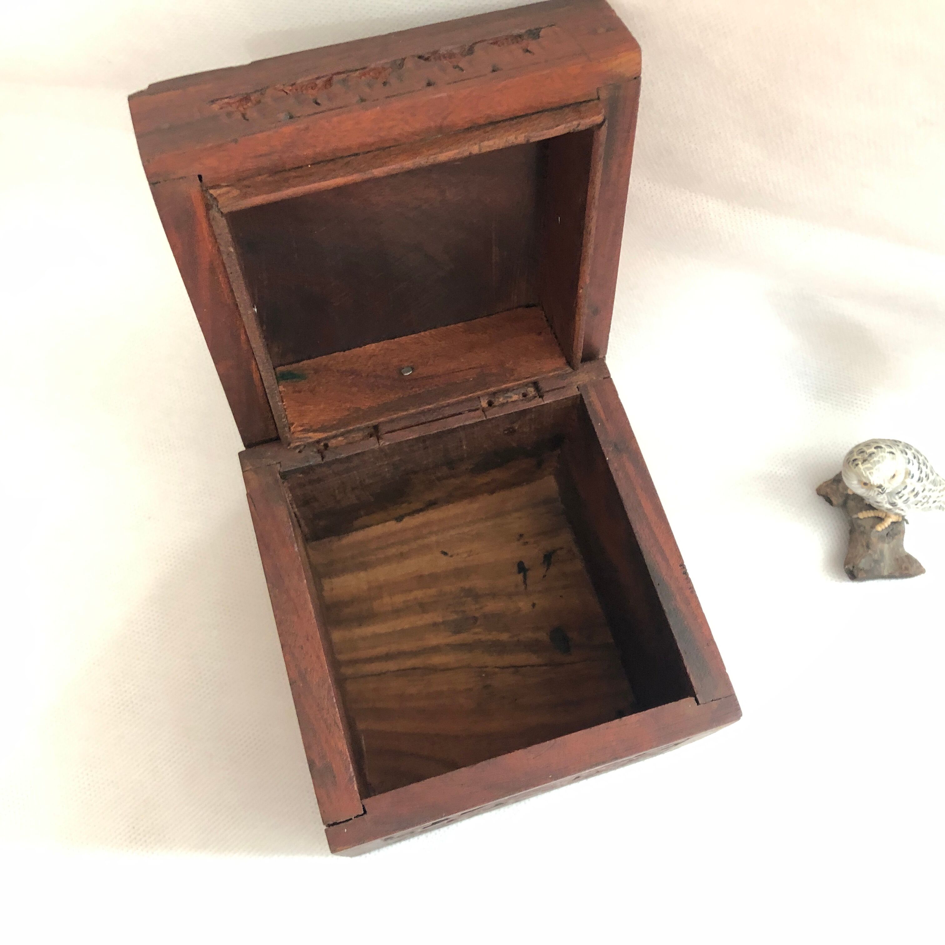 Old chiseled wooden box