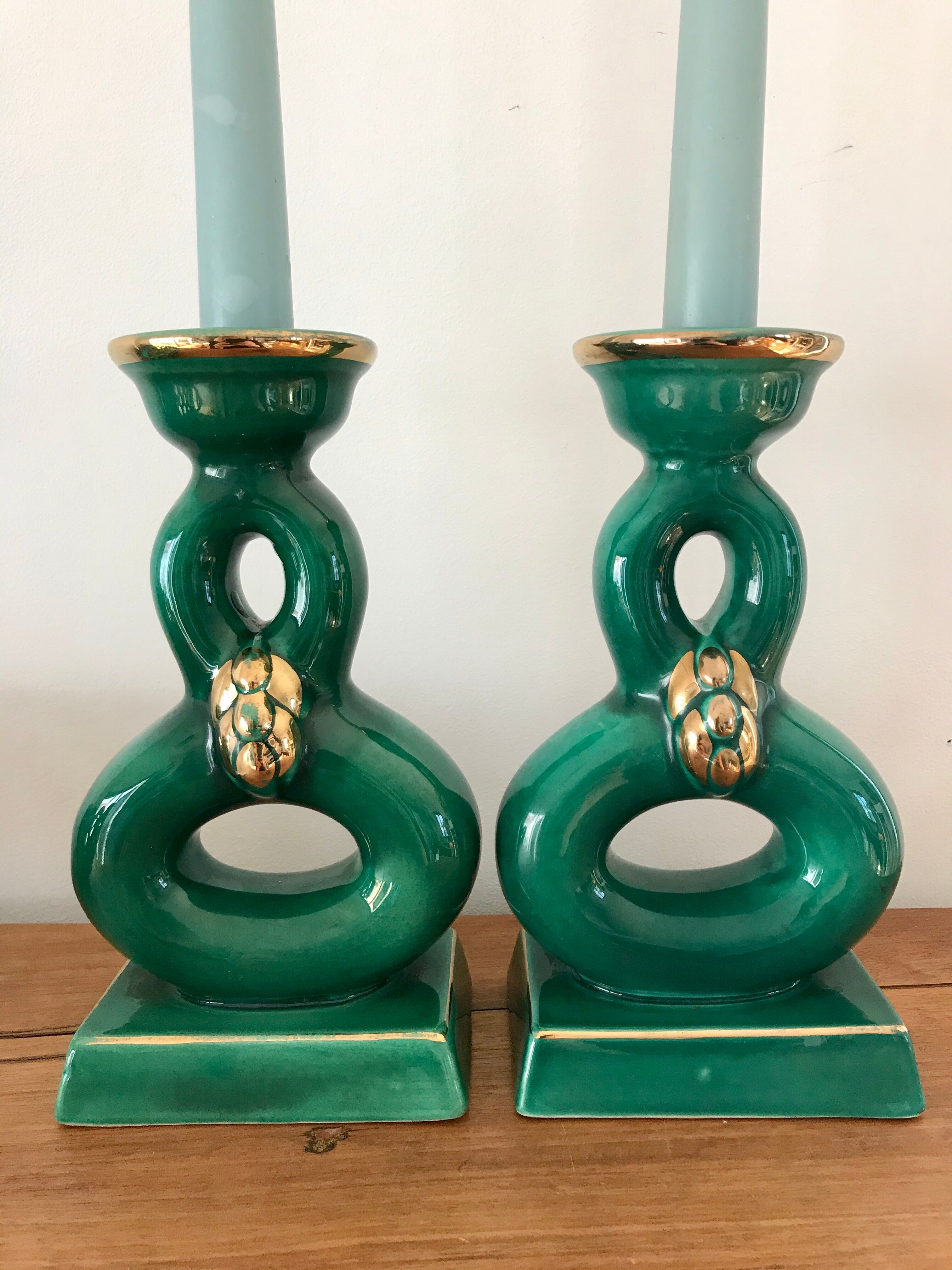 Pair of candlesticks in cermal