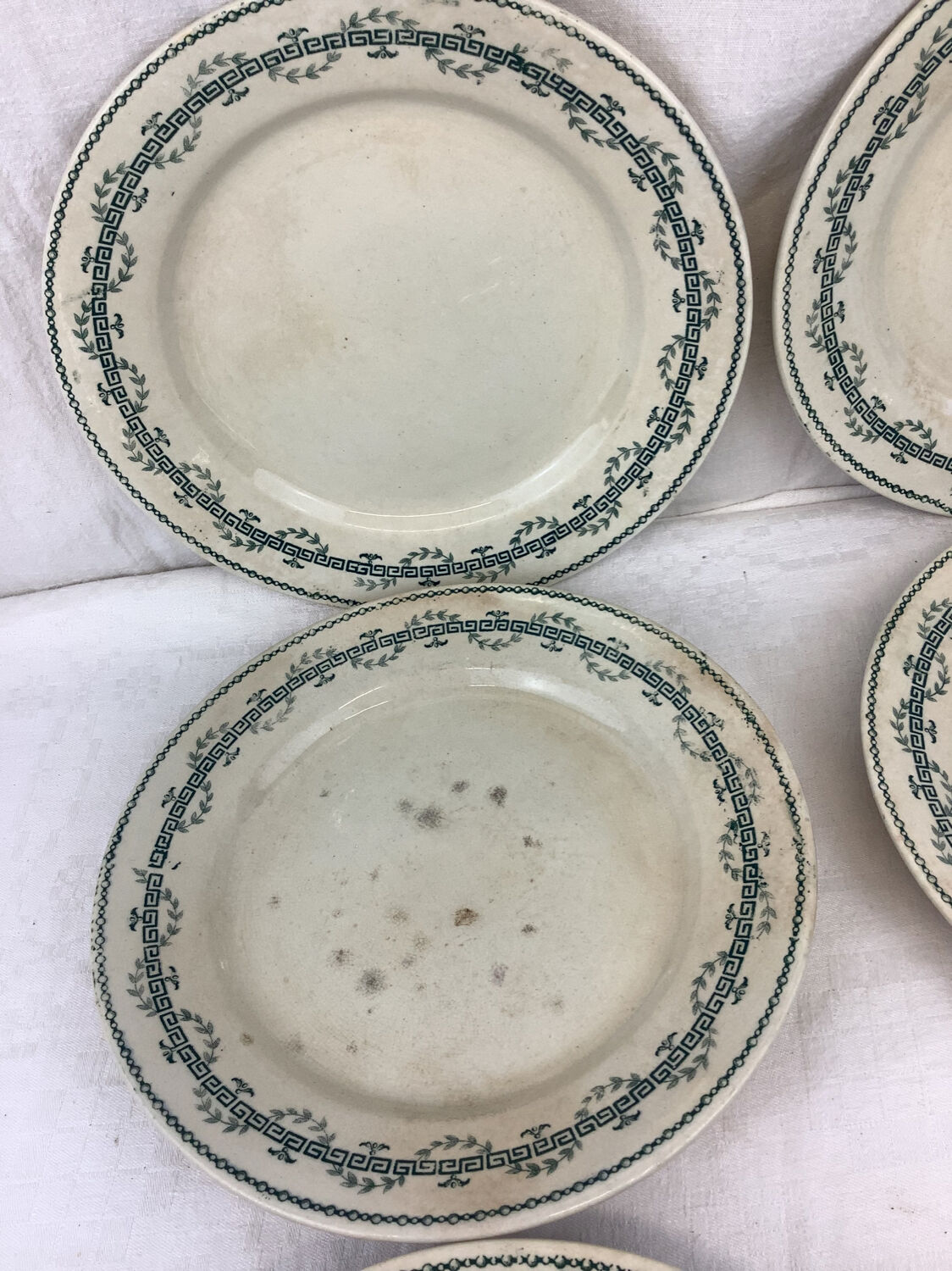 6 old flat iron earth plates