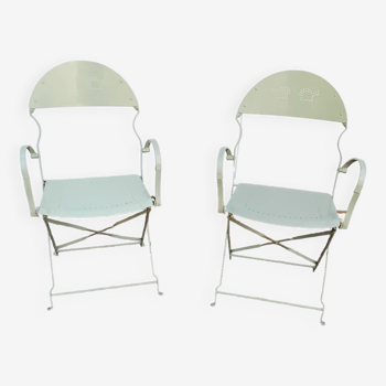 Pair of folding armchairs